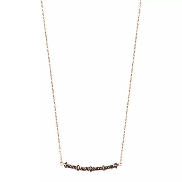 Black and Gold La Belle Vie Marcasite Curved Bar Necklace 17-18" - Picture 1 of 1